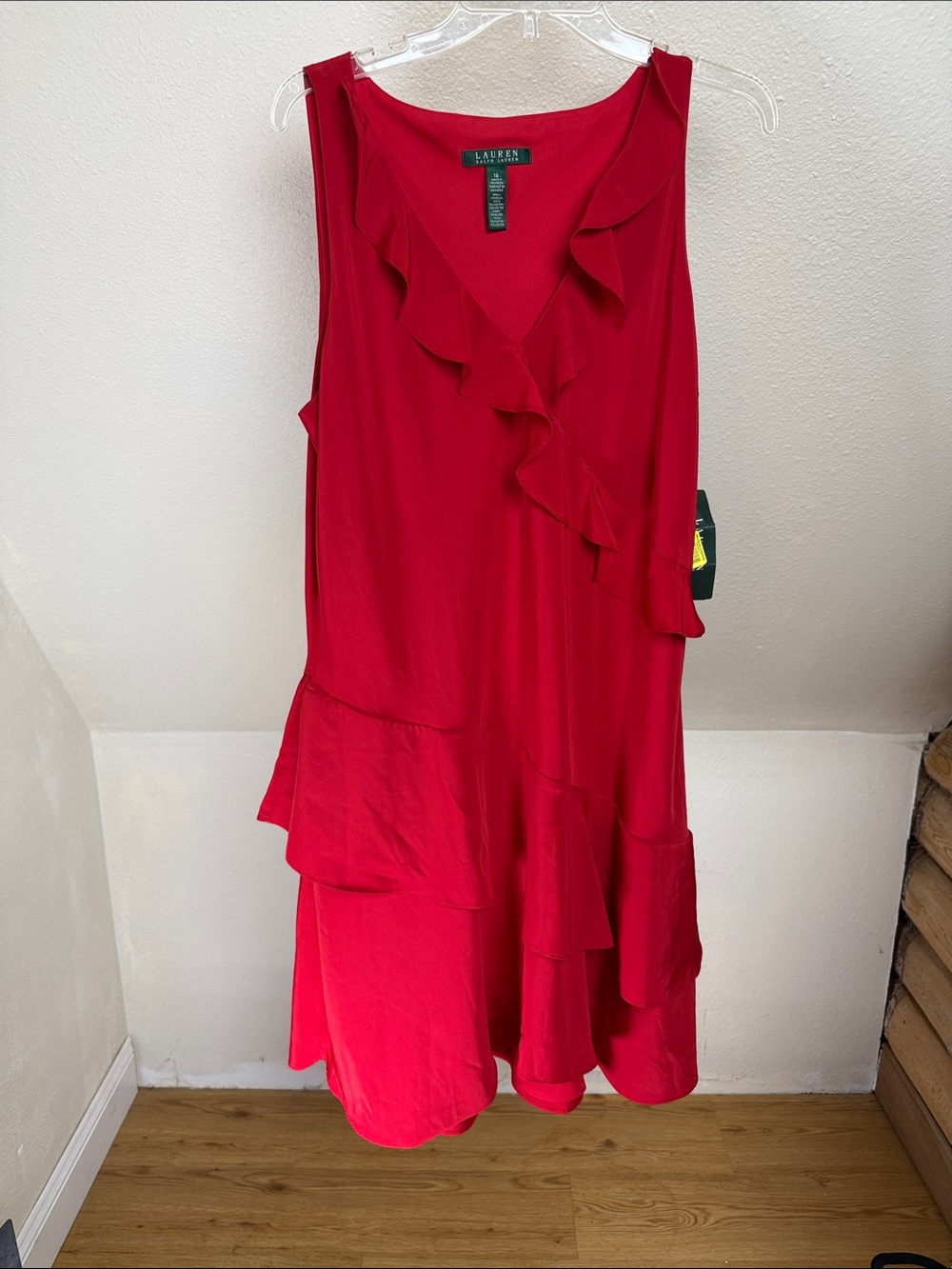 NWT LAUREN RALPH LAUREN Red Assymetrical Dress Size 16